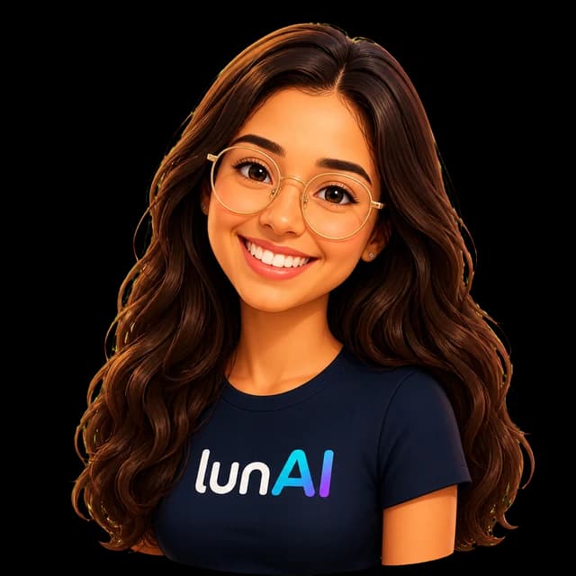 Ilustração 2D da LunAI, assistente virtual do portfólio